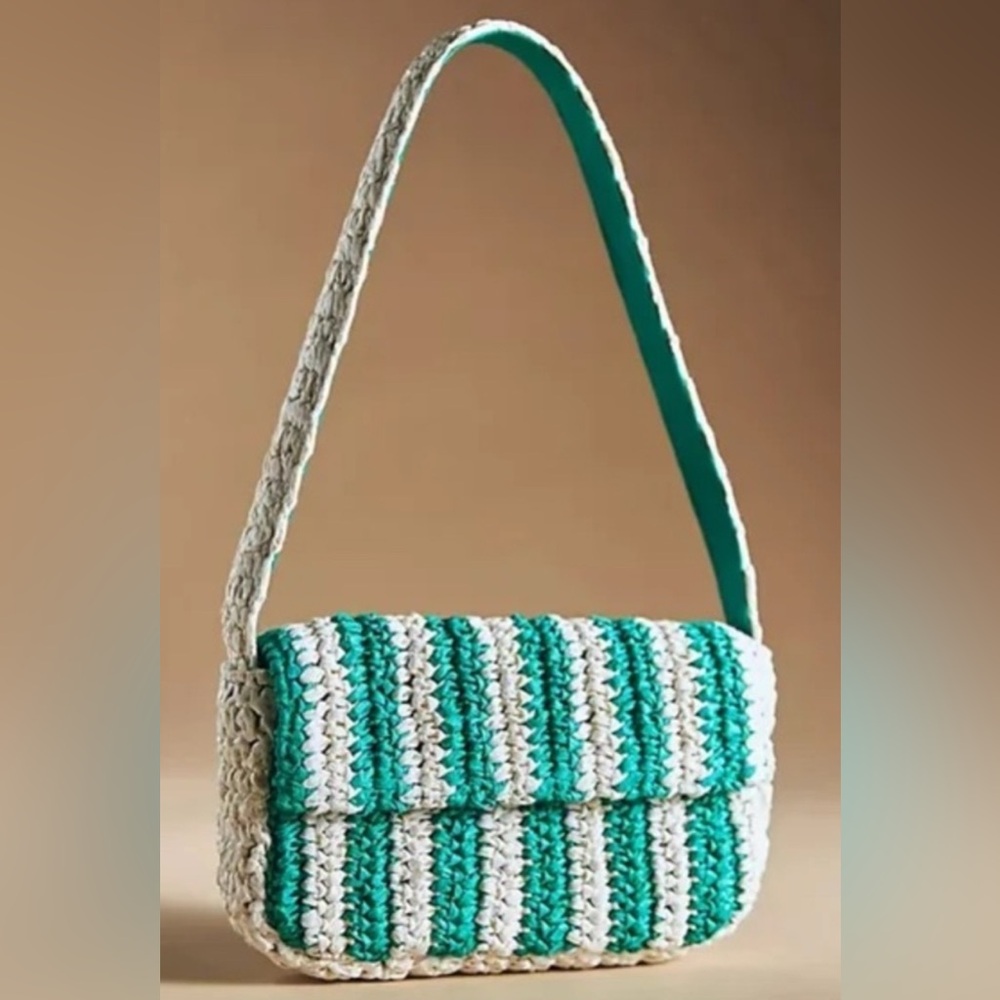 Anthropologie Striped Raffia Shoulder Bag